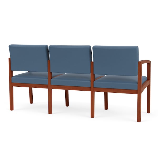 Lenox Wood 3 Seat Tandem Seating Wood Frame No Center Arms, Cherry, MD Titan Upholstery